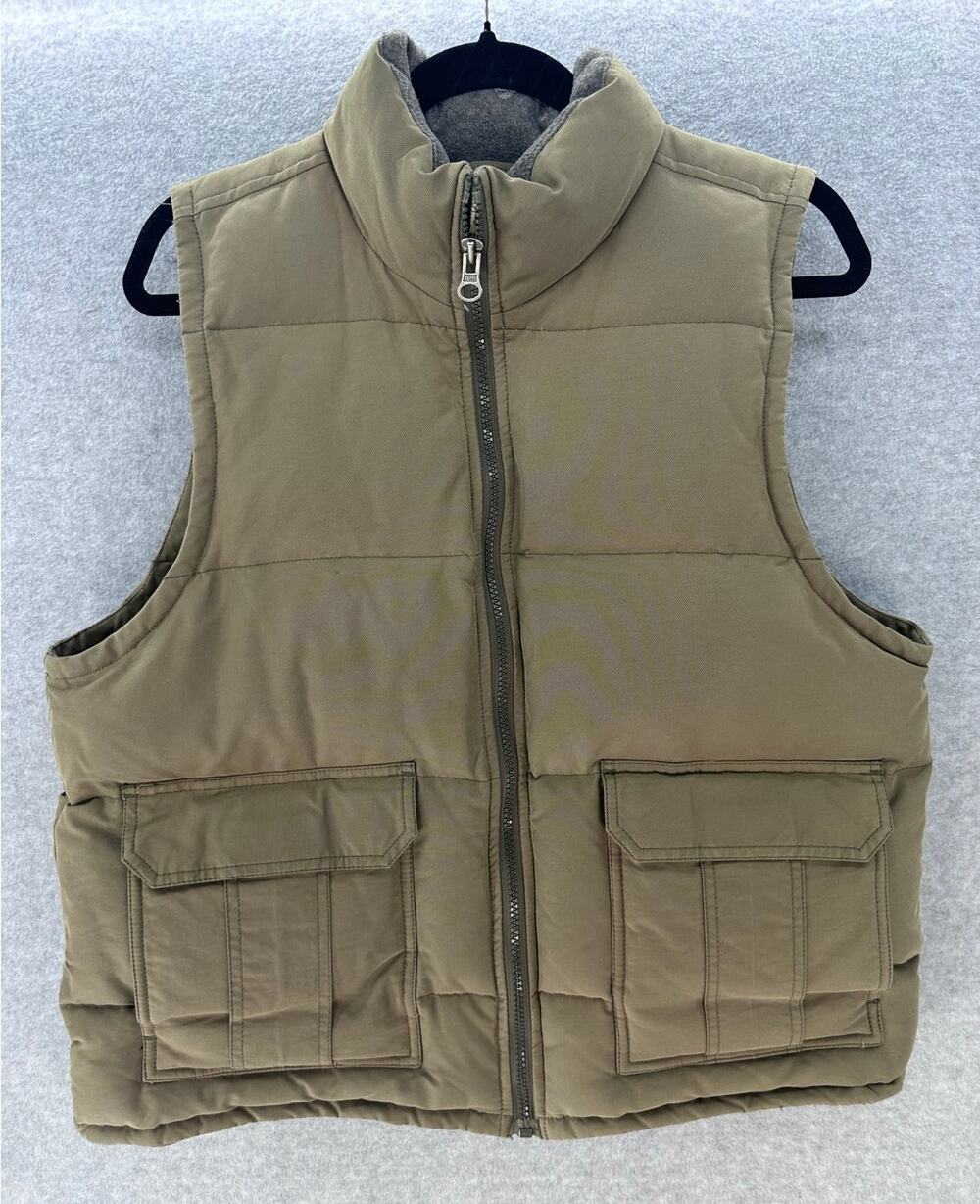VTG Abercrombie & Fitch Men's L Olive Green Military Down Puffer Utility Y2K 90s